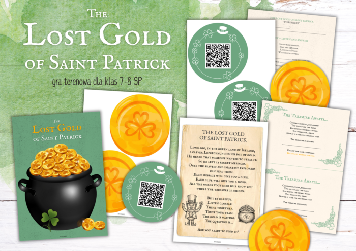 🍀 The Lost Gold of Saint Patrick | Gra terenowa z kodami QR dla klas 7–8 (A2)