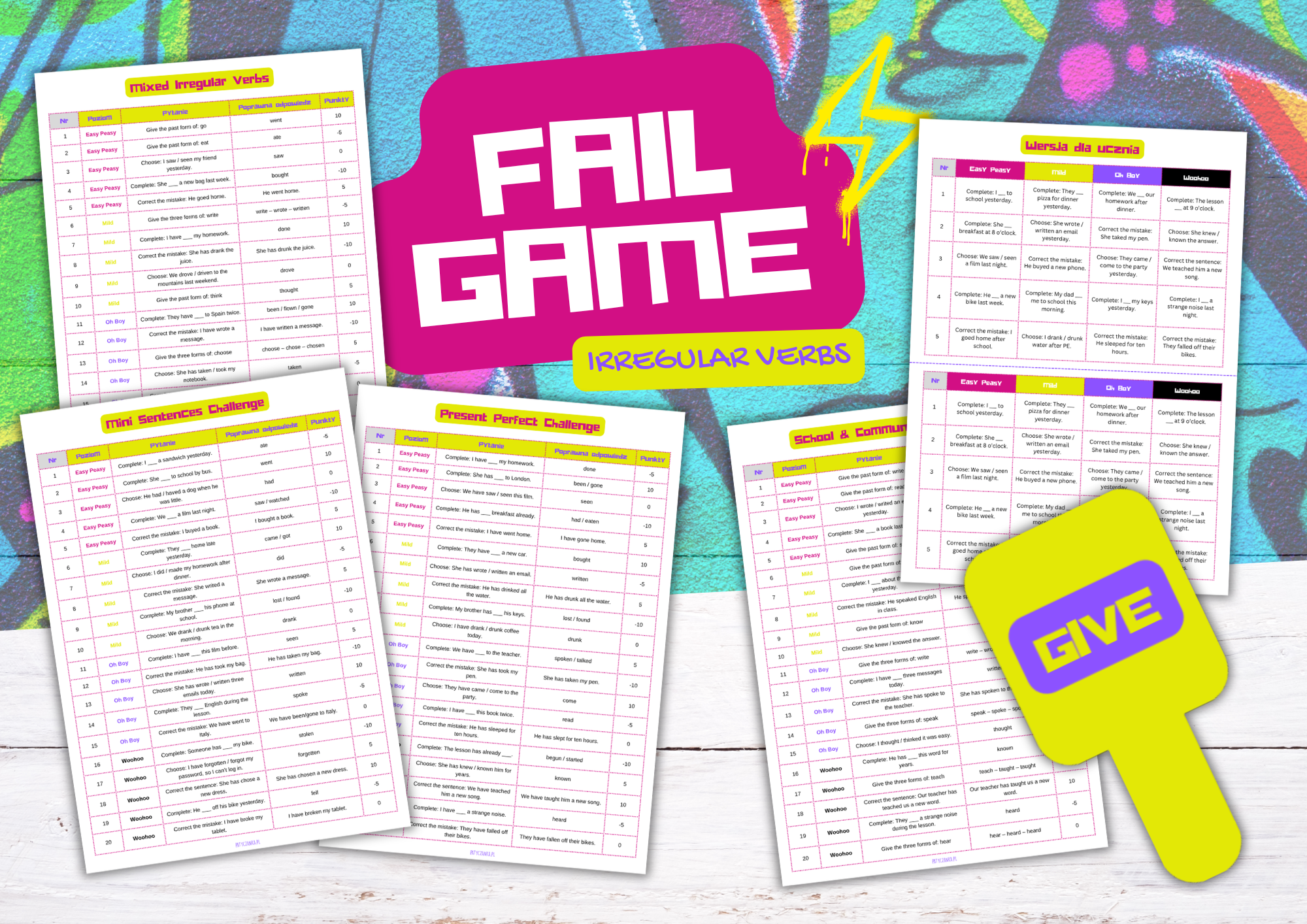 FAIL GAME | Irregular Verbs: gra językowa do powtórki czasowników nieregularnych - obrazek 2