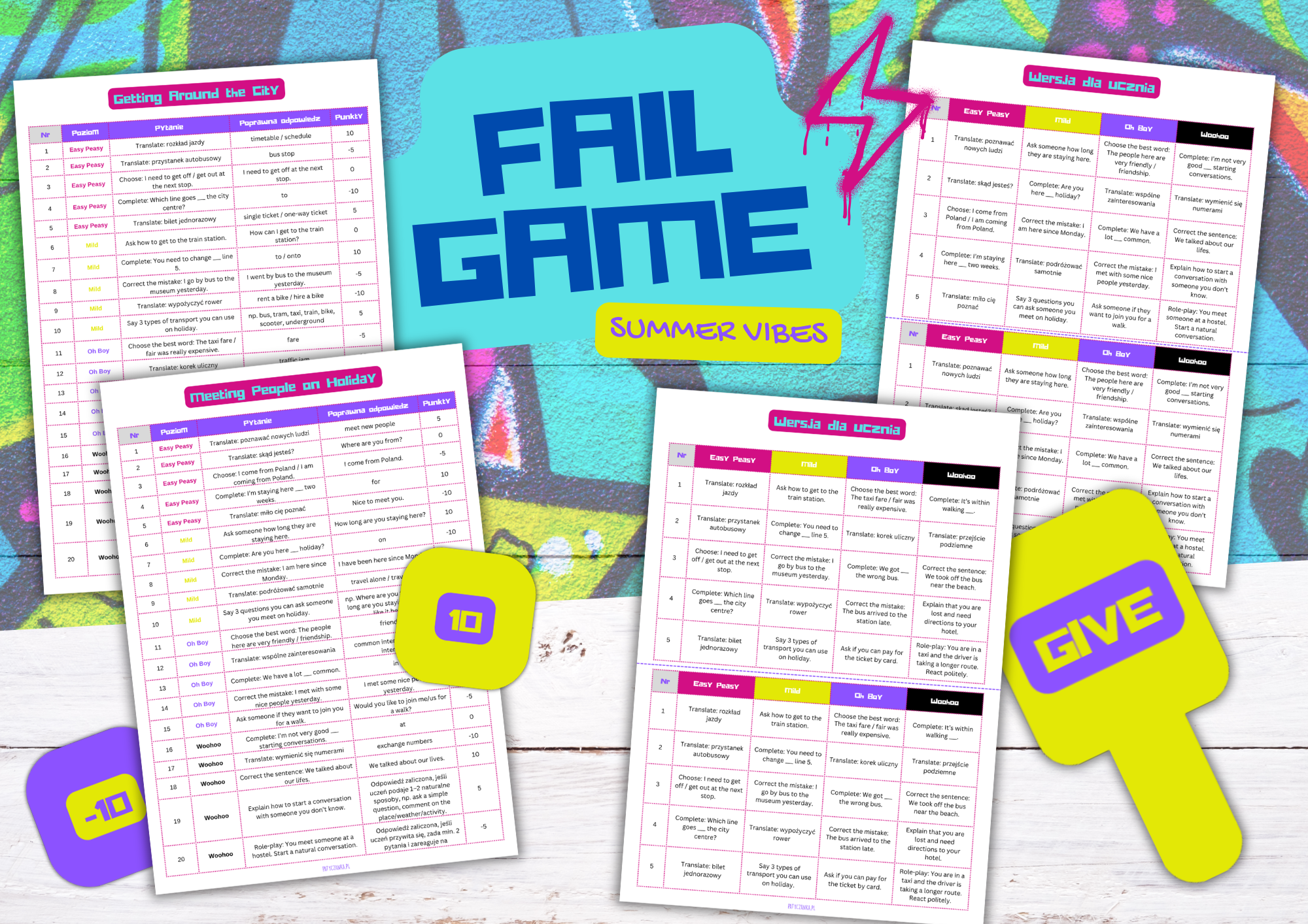 FAIL GAME | Summer Vibes: gra językowa do ćwiczenia mówieniau - obrazek 2