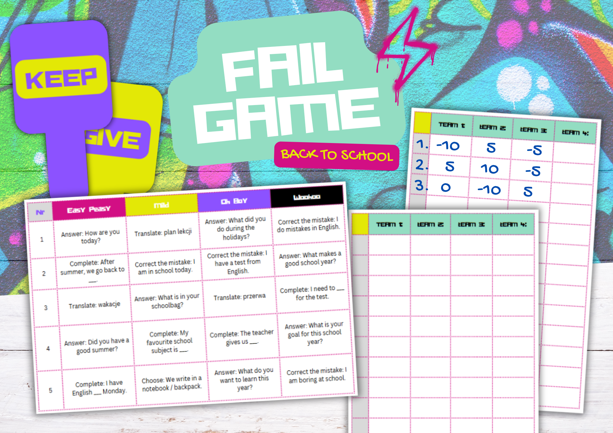 FAIL GAME | Back to School: gra językowa do ćwiczenia mówieniau